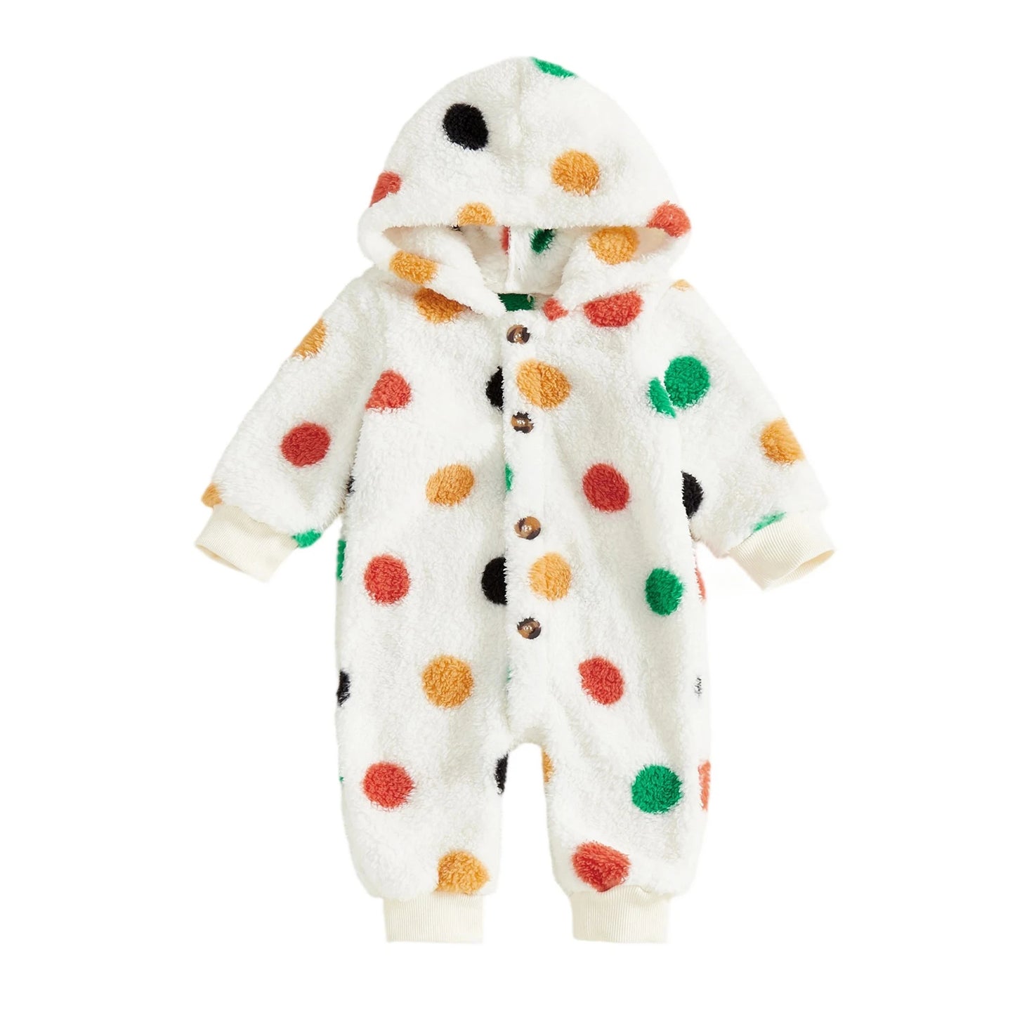 Adorable Baby Hooded Romper with Fun Animal Print Cozy Fleece Jumpsuit for Boys and Girls Long Sleeve Winter Outfit