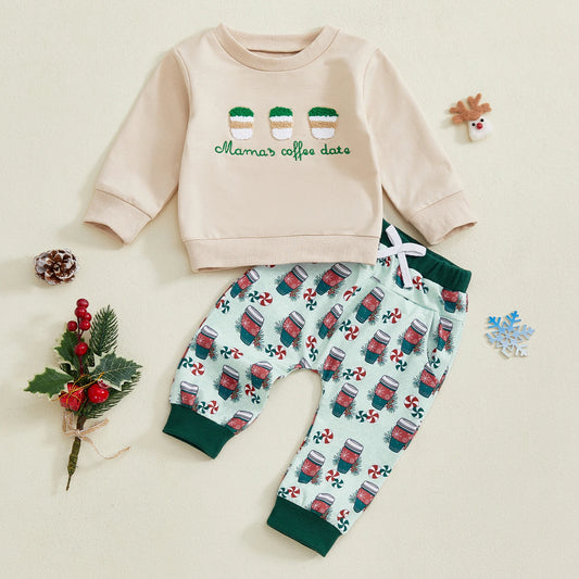 Toddler Boy Christmas Outfit Reindeer Print Hoodie and Jogger Pants Set for Baby Boys Winter Clothes 2 Piece Set