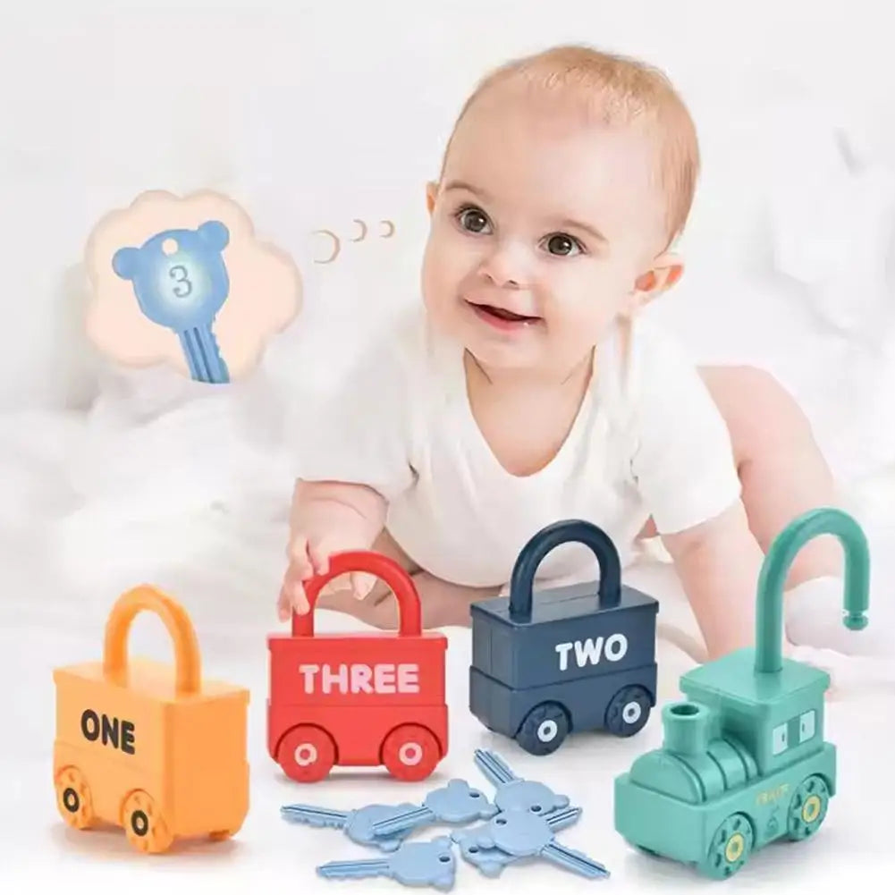 Montessori Lock and Key Train Set, Educational Toys for Toddlers 1-3, Baby Learning Train with Keys Matching Game