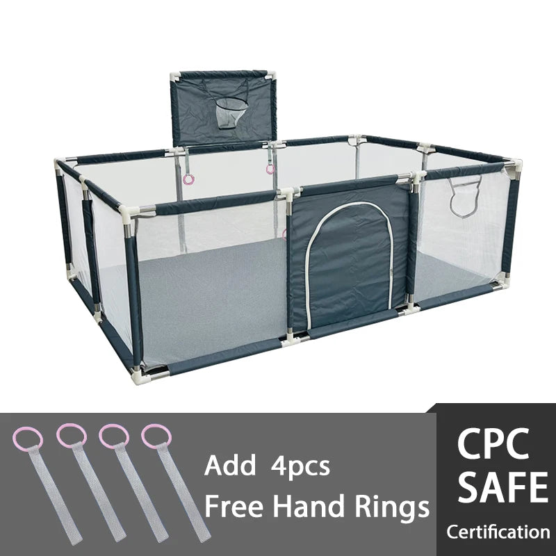 IMBABY Baby Playpens Large Baby Playground Cartoon Playpen for Children Basketball Baby Activity Fence Pool Balls Park for Baby