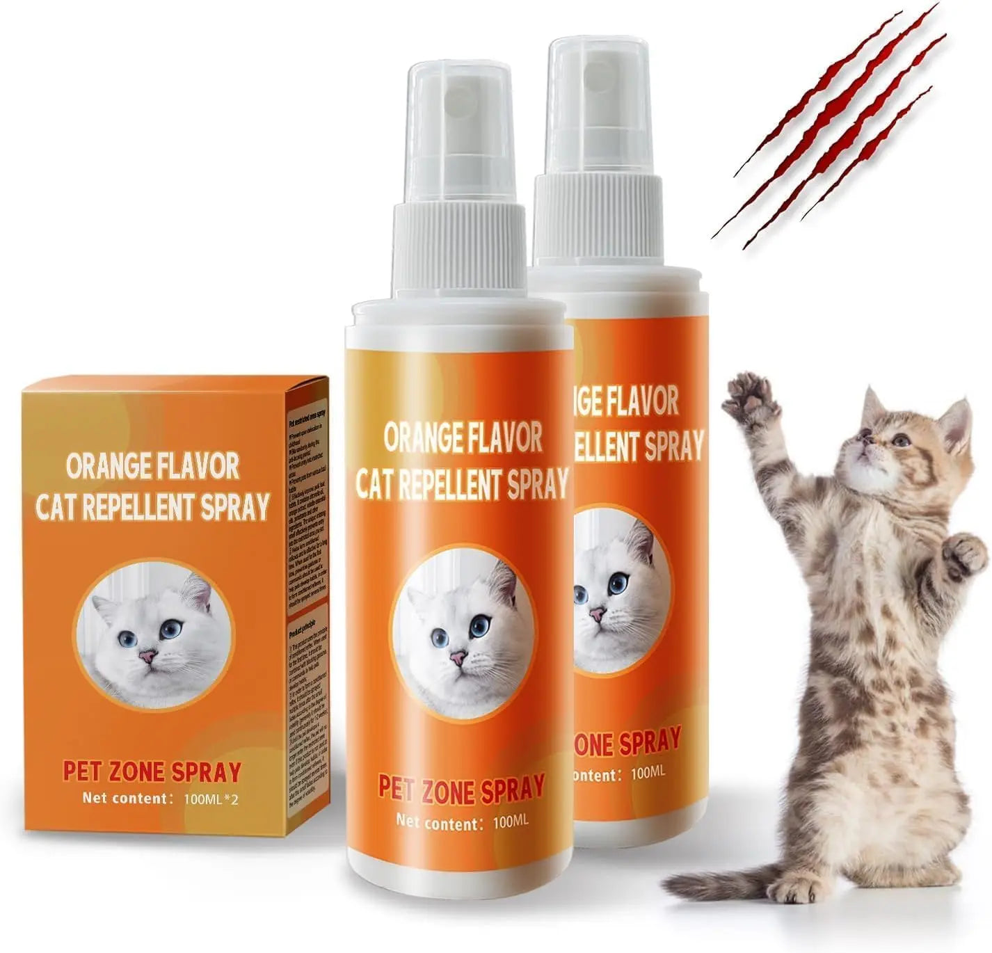【Stop Scratching Now】Cat Scratch Deterrent Spray, 2-Pack Value Pack, Alcohol-Free Quick Training Aid for Furniture, Sofa