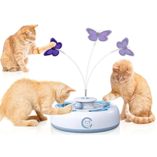 Cat Toys 3 in1 Automatic Interactive Kitten Toy Moving Ambush Mouse Fluttering Butterfly Track Ba USB Powered Indoor Exercise K