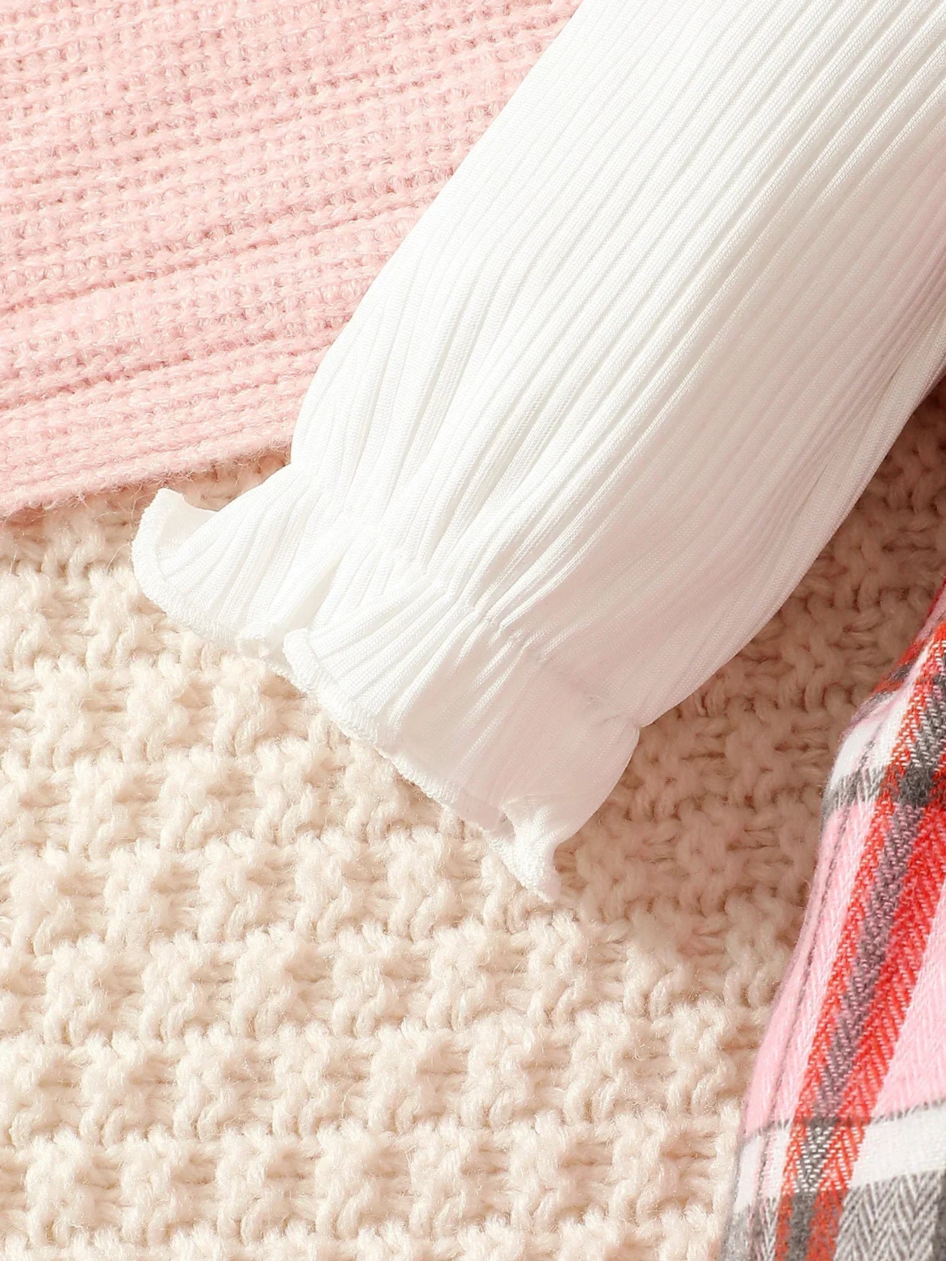 0-18 Months Baby Girl Spring Autumn Outfit Pink Checkered Flying Sleeve Long Sleeve Jumpsuit + Headband