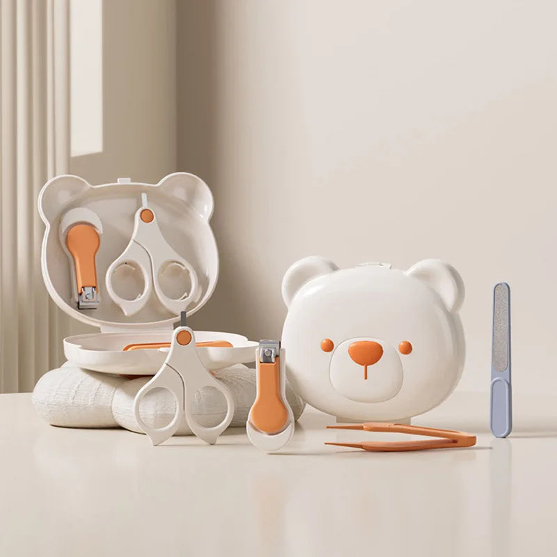 Children Manicure Kit Baby Nail Scissor Baby Nail Care Tool Set Kid Safe Portable Nail Clipper Trimmer File Tweezer with Box