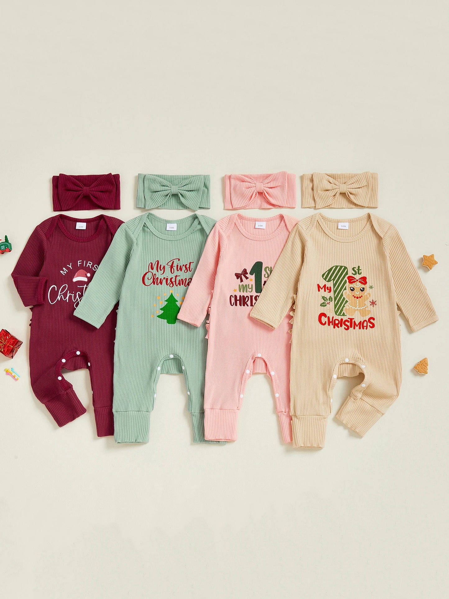 Infant Baby Boy Romper Winter Snowflake Print Long Sleeve Jumpsuit with Hat Set Christmas Outfit for Newborns