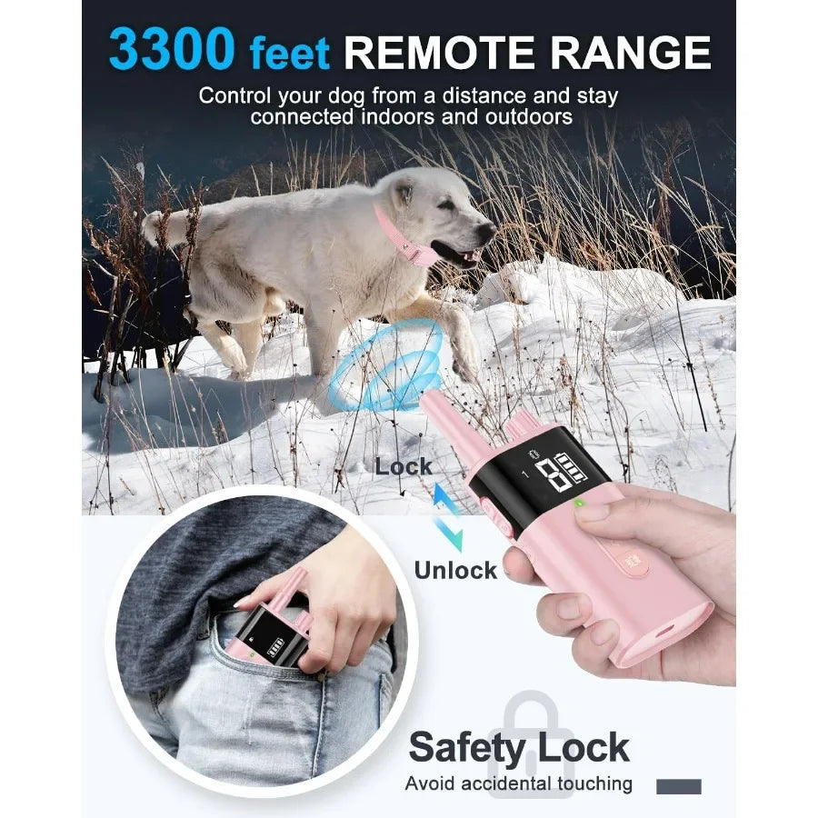 No Shock Dog Training Collar with Remote Dog Vibration Collar with Controller Beep and Vibrate Only Safe Lock Waterproof Rechar