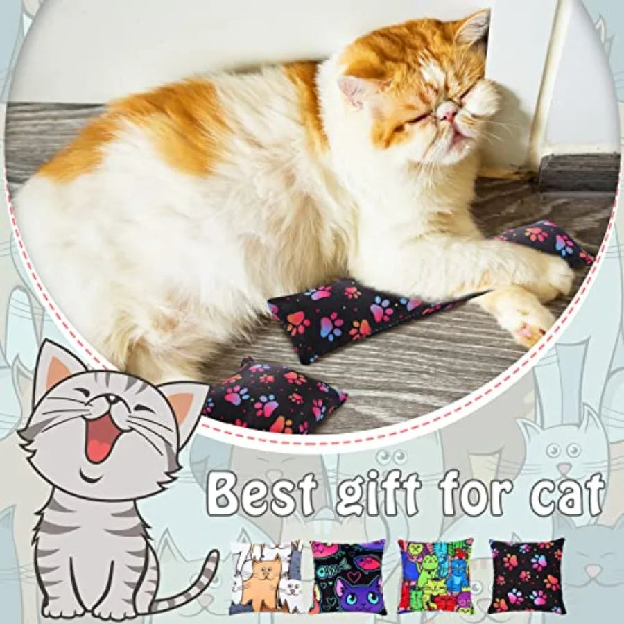 8 Pieces Catnip Kicker Toys Cat Kick Sticks Interactive Pillow Toys for Indoor Kitten Pet Chew Supplies 2 Shapes and 4 Designs