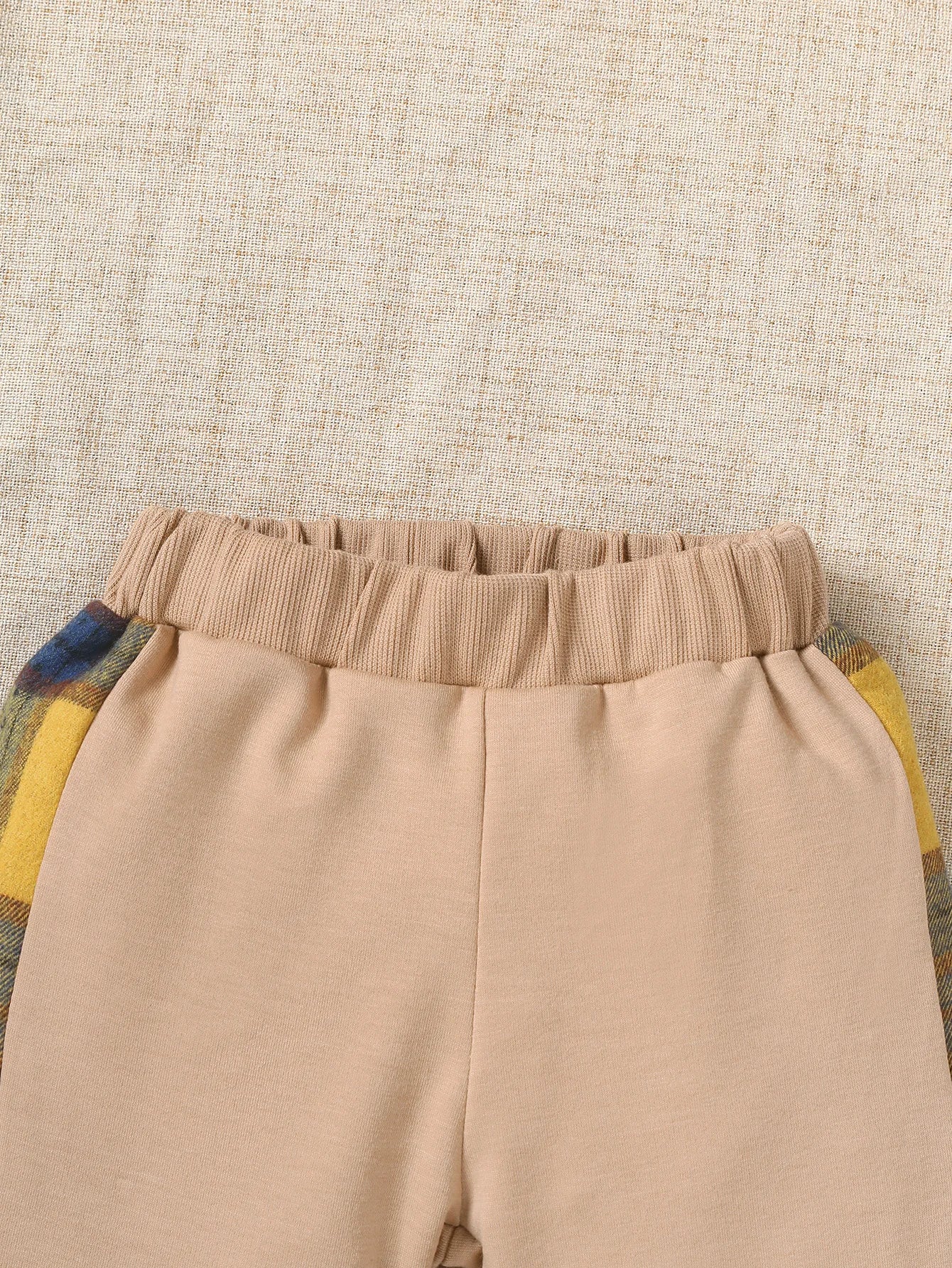 Winter 1-4 Years Old  Cool  Boys  Checkered Hooded Sweatshirt And Sports Pants Casual 2-Piece Set