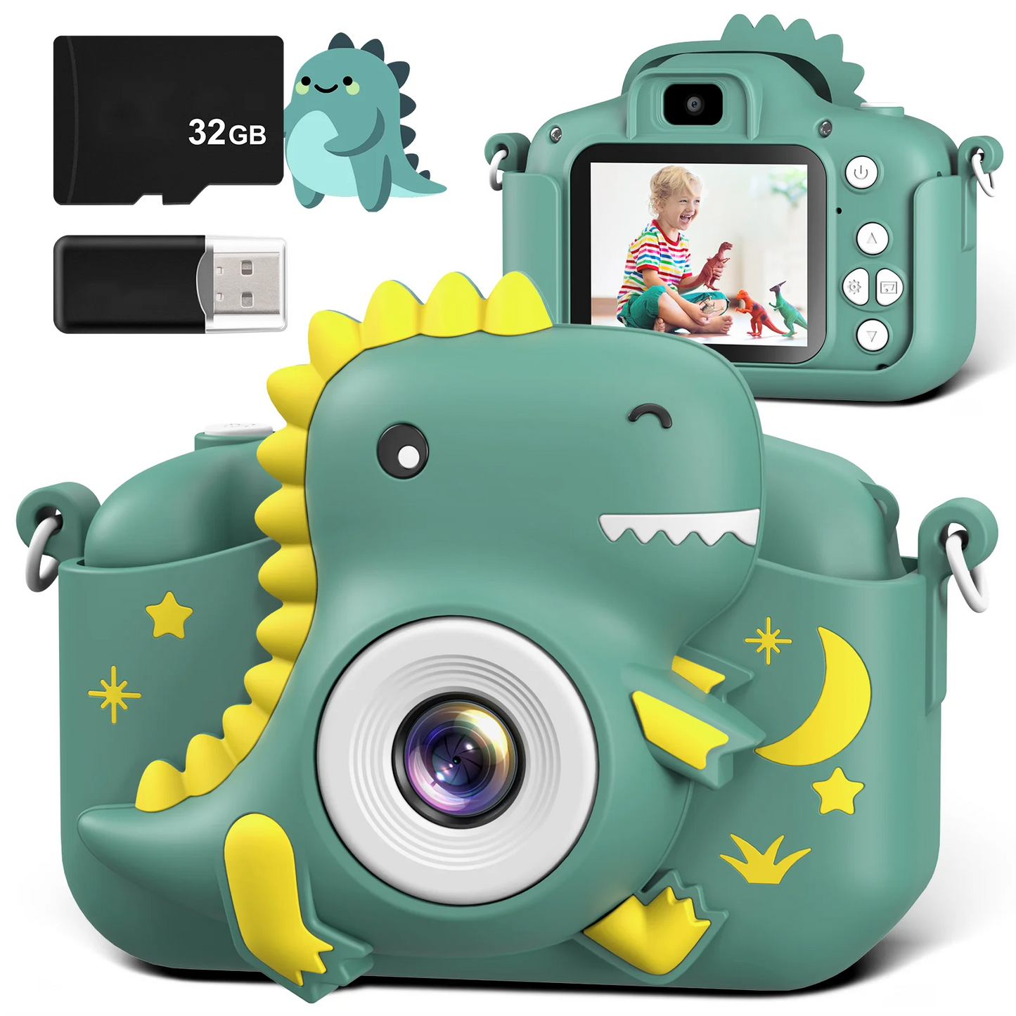 2.0" Kid‘s Digital Camera Rechargeable Cartoon Camera Toy 20MP 1080P HD Mini Selfie Camera Gift For Boys Girls