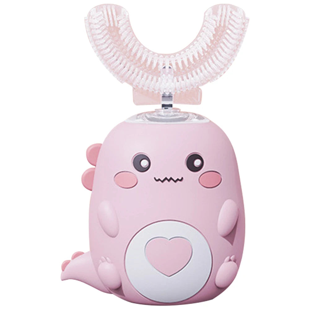 Kids Electric Toothbrush IPX7 Waterproof U-Shaped Sonic Toothbrush 3 Cleaning Modes Whole Mouth 360 Degree Cleaning Rechargeable