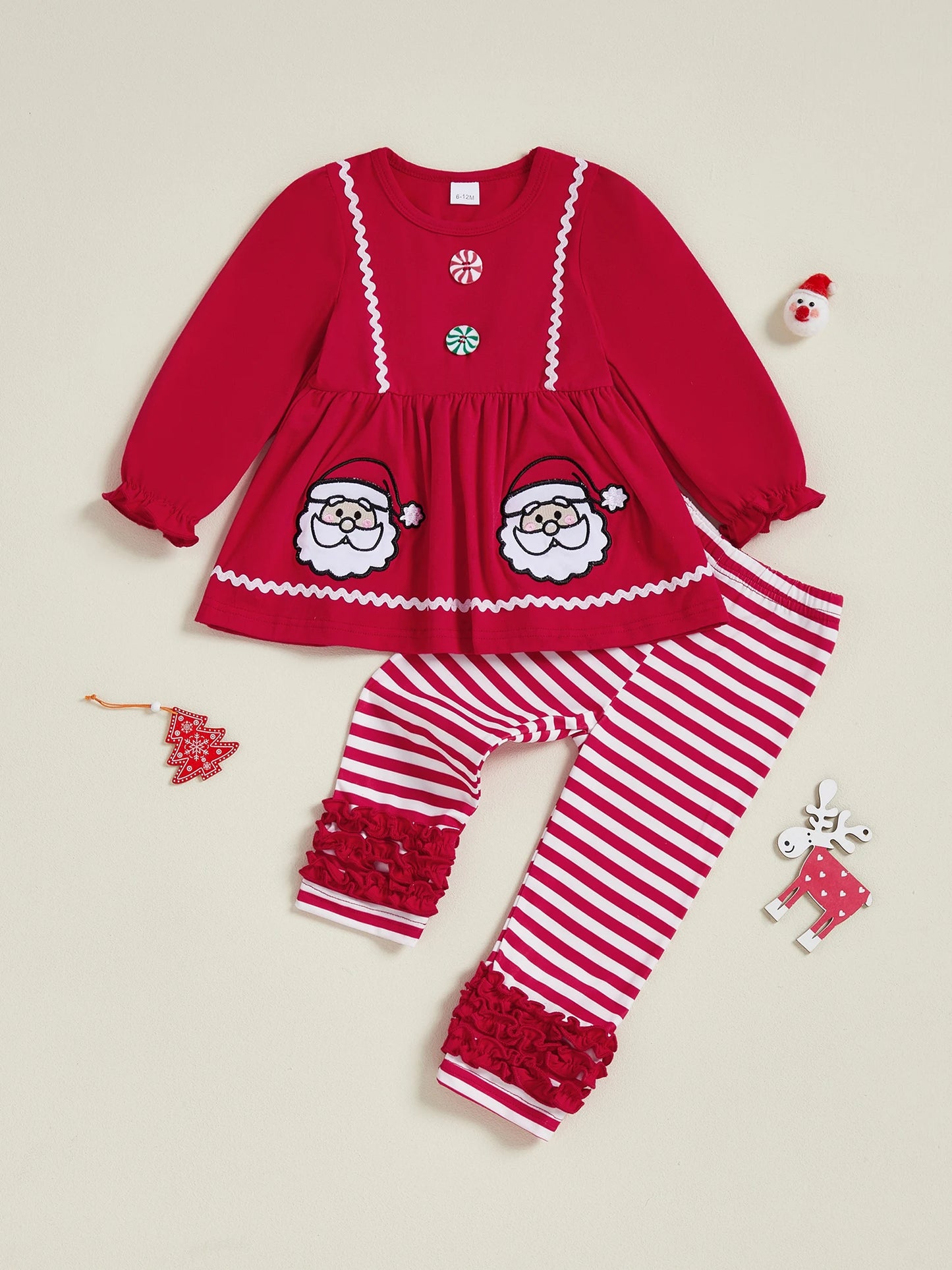 Adorable Infant Girls Outfit Set Stylish Winter Reindeer Print Sweater with Matching Leggings 2 Piece Ensemble for the Holidays