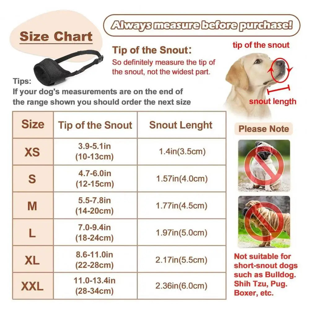 Dog Muzzle Soft Mesh Muzzle Drinkable Muzzle Prevent Barking Biting Chewing Dog Mouth Cover for Medium Large Short Snout Dog