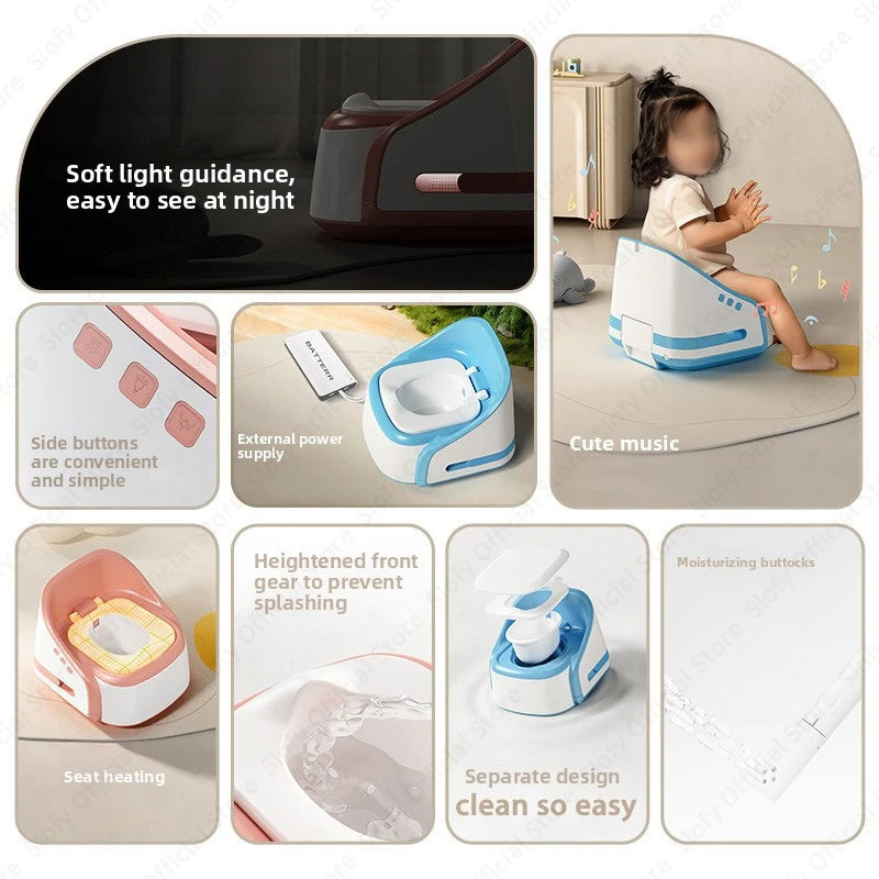 Multifunctional Kid Smart Toilet With Seat Ring Heating Music Night Light Baby Seat Chargeable Portable Outdoor Travel Toilets