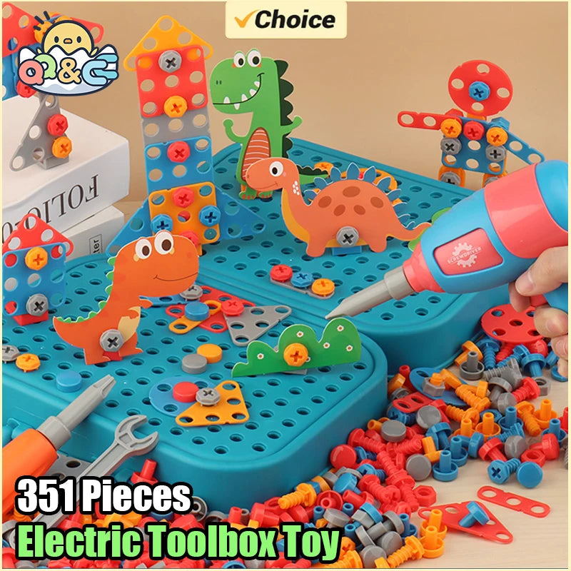 Pretend Play Preschool Children Nut Screw Assembly Simulation Carpenter Tool Educational Montessori Kids Toys  Electric Toolbox