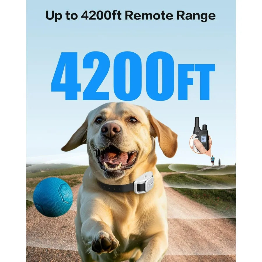 Dog Training Collar 4200FT Dog Collar with Remote for Small Medium Large Dogs LED Light Electric Collar with Beep Safe Static V