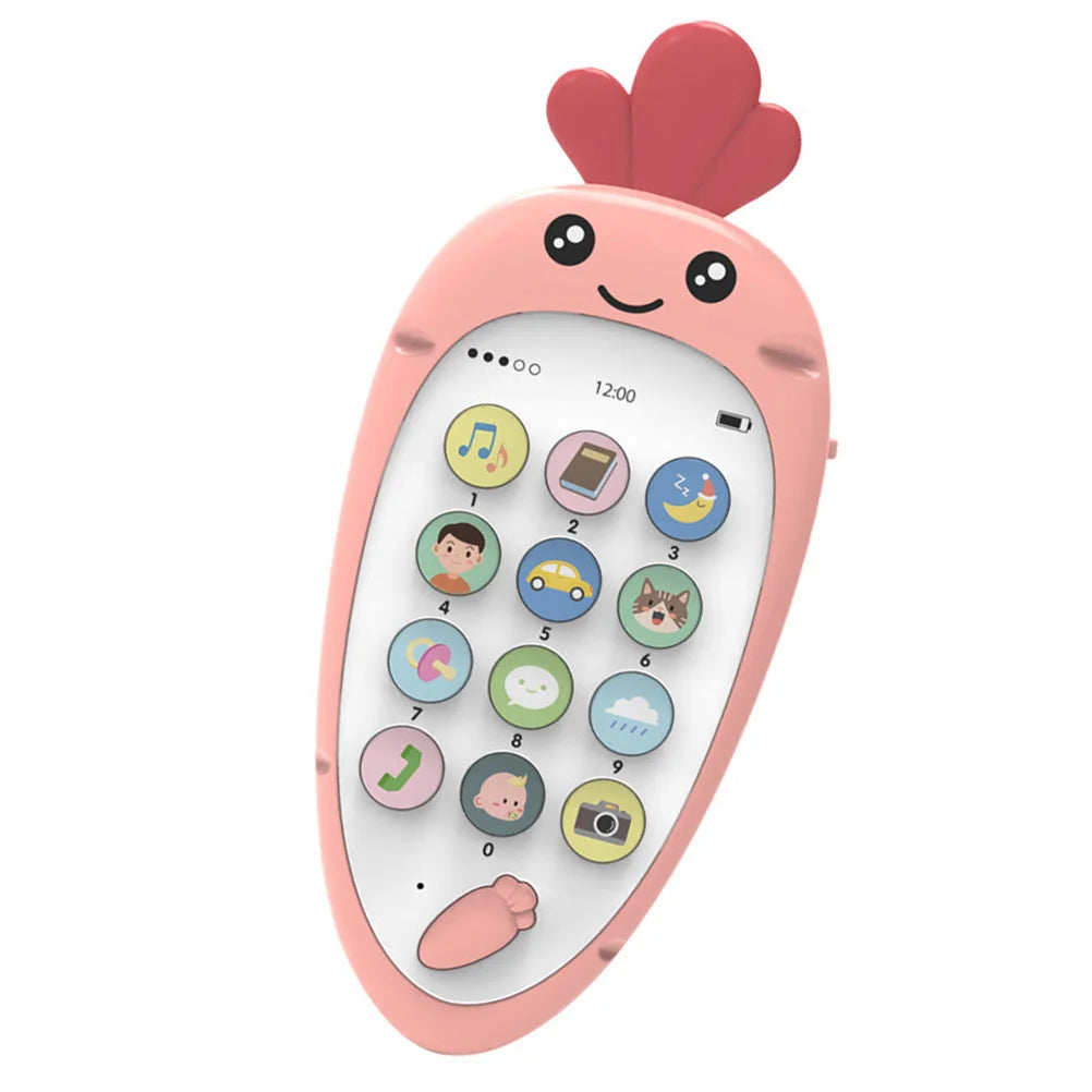 1Set Early Education Phone Bilingual Interactive Smart Phone for Babies Gel Bite Pacifier Mobile Learning Music Soothing