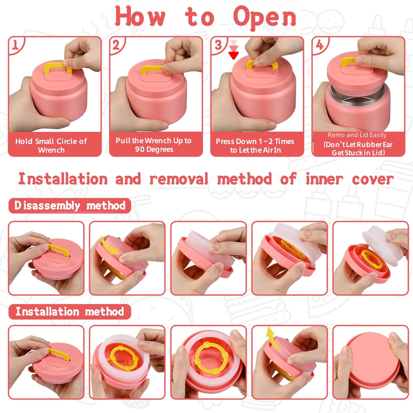 8 Oz Stainless Steel  Insualted Vacuum  Food Jar for Kids, BPA free, Leakproof