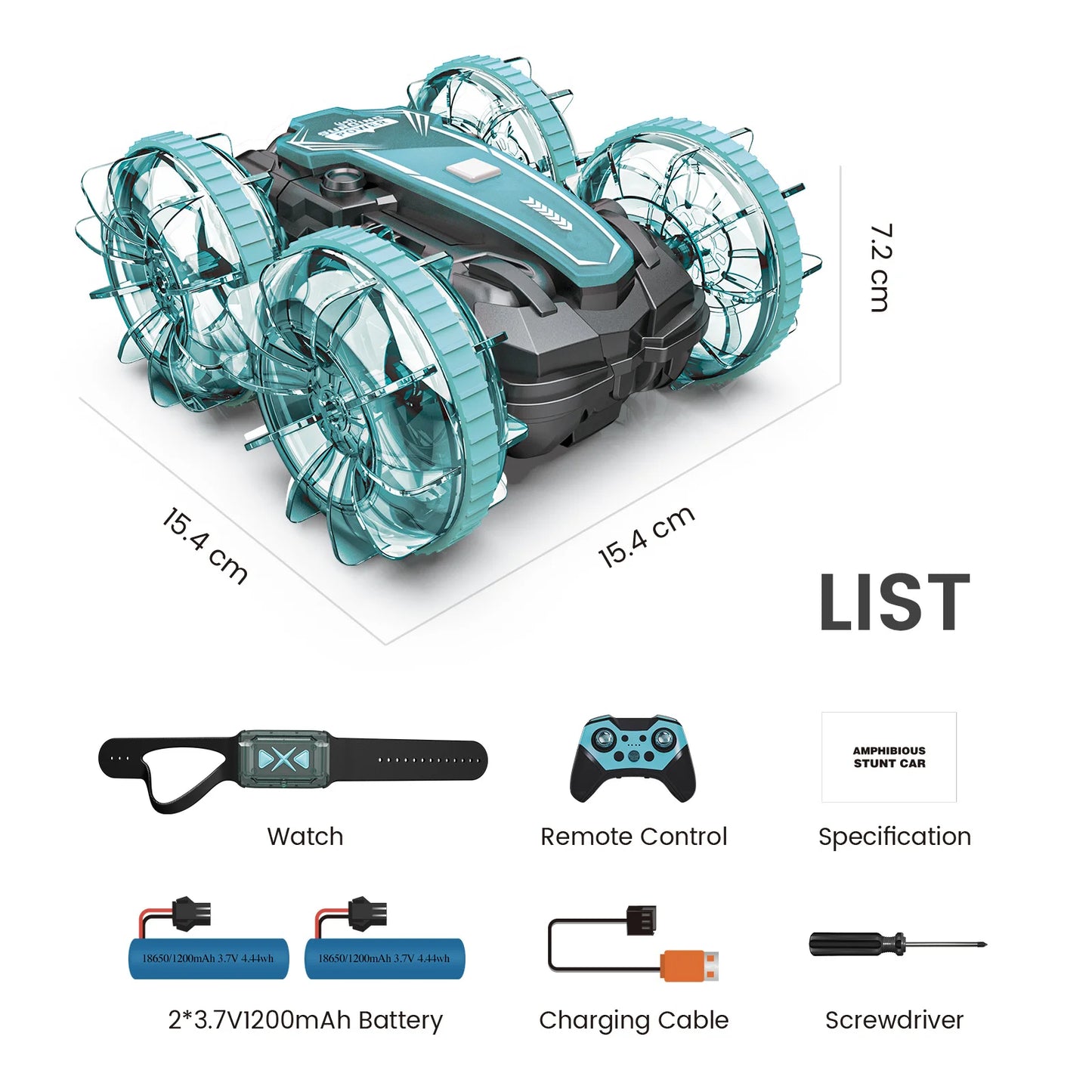 Amphibious Waterproof Remote Control Car Boat, 4WD Gesture RC Car, RC Stunt Car with LED Lights, Pool Toys for Kids Ages 8-12