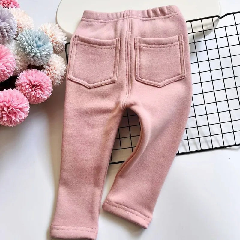 Winter Baby Boys Imitation Denim 2-6Y Children Thin Loose Trousers Boys Stretch Warm Pants Autumn Fashion Kids Fleece Jeans