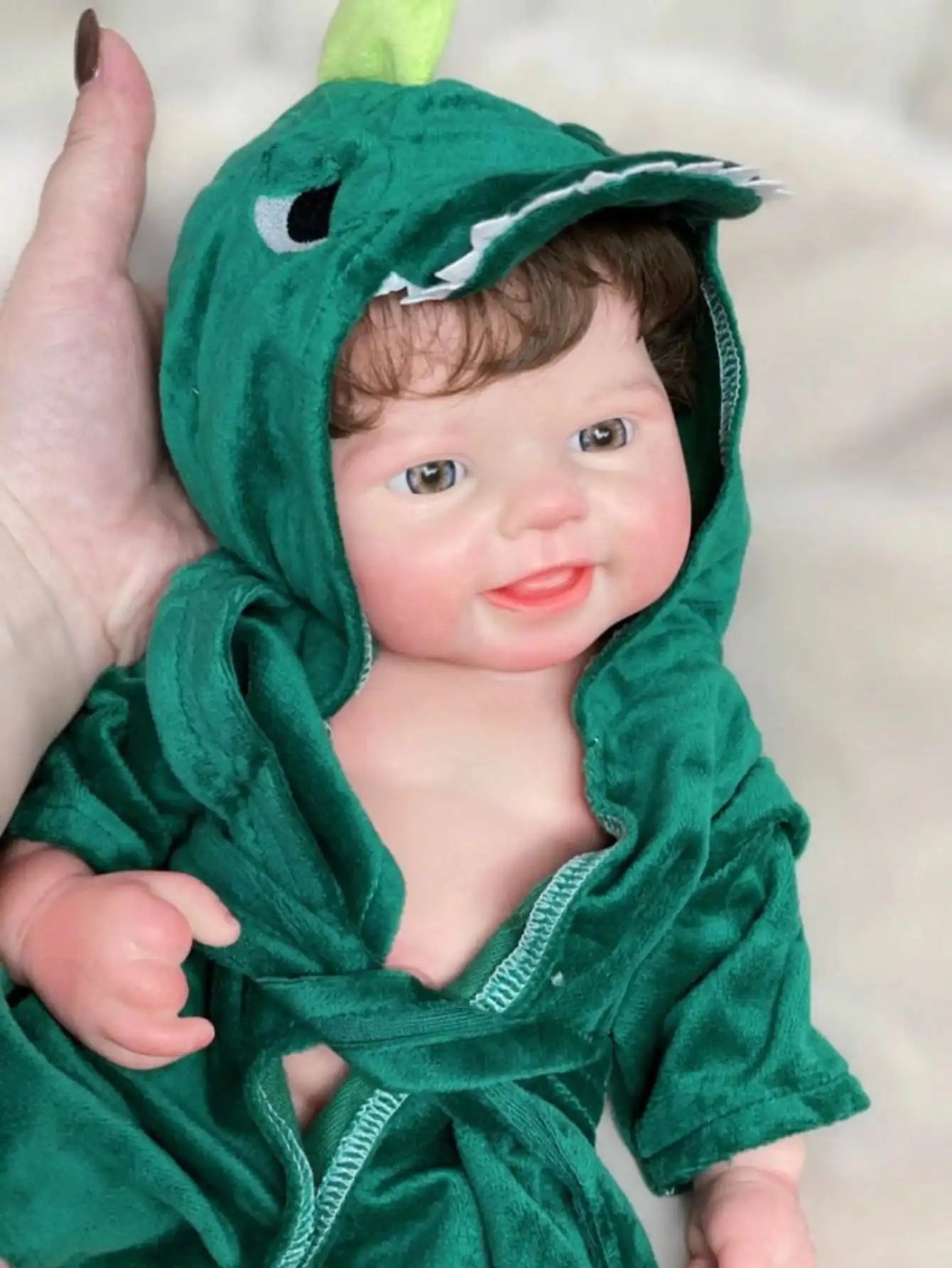 Saskia 16 Inch Emmy Silicone Reborn Baby Boy Can Open Mouth Handmade Realistic Newborn Doll Best For Children Christmas Gift
