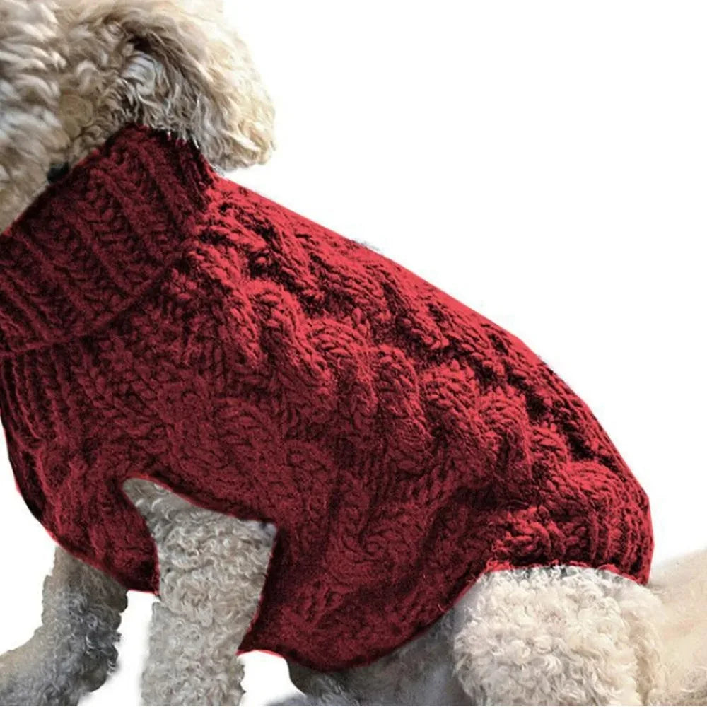 Winter Warm Dog Sweater Turtleneck, Easy Wear Open Front Pet Pullover for Small Medium Dogs, Soft Machine Washable Knit Coat