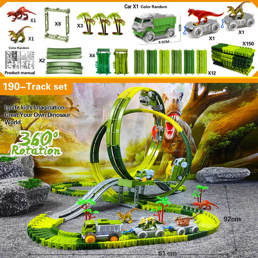 Children Electric Track Toy Car Dinosaur Car Kids Educational Toys Track Car Train Toys for Children Birthday Gift