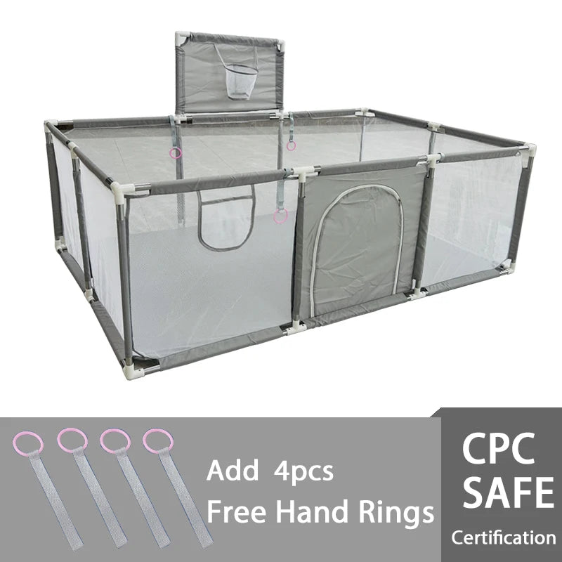 IMBABY Baby Playpens Large Baby Playground Cartoon Playpen for Children Basketball Baby Activity Fence Pool Balls Park for Baby
