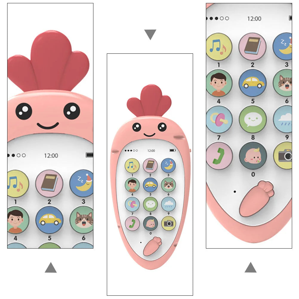 1Set Early Education Phone Bilingual Interactive Smart Phone for Babies Gel Bite Pacifier Mobile Learning Music Soothing