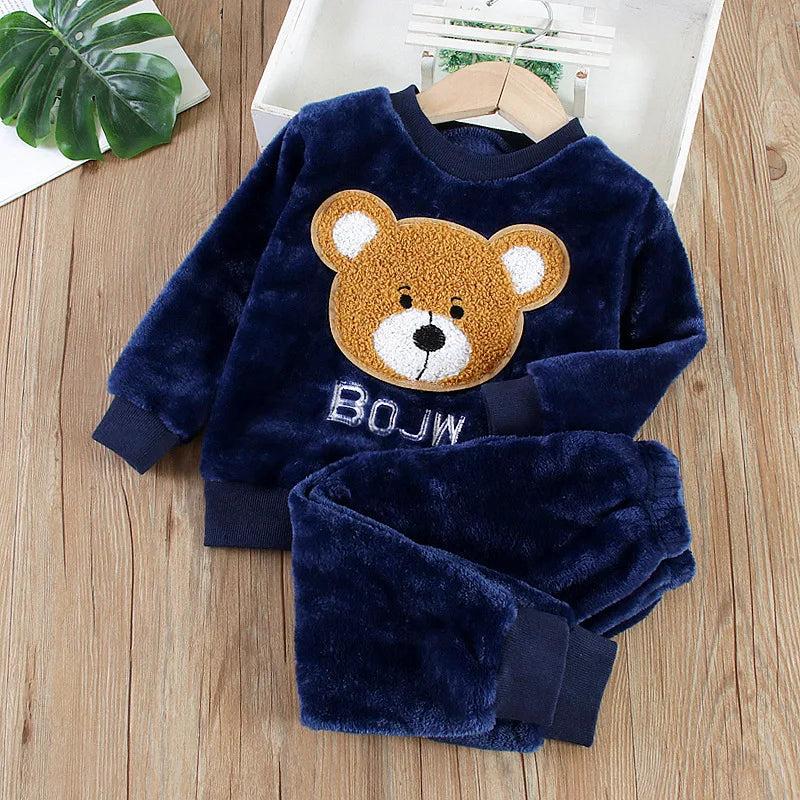 IYEAL Baby Boy Girl Clothes Pajamas Set Flannel Fleece Toddler Children Warm Sleepwear Kids Home Suit Pyjamas Nightwear 1-7Years