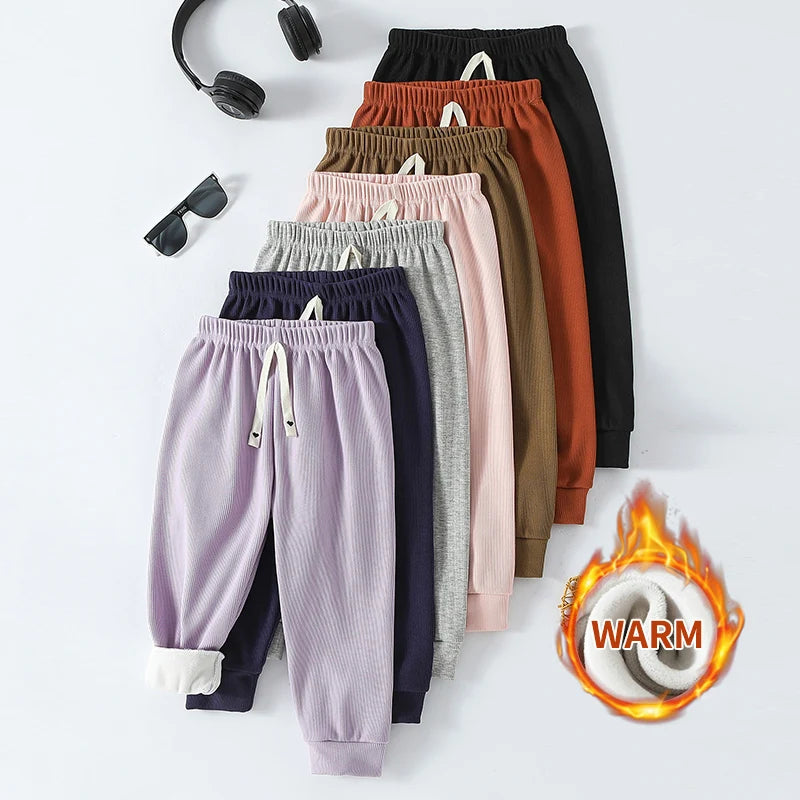Autumn And Winter Children's 7-color Casual Sports Sweatpants Versatile For Boys And Girls With Thick Fleece And Haren Pants