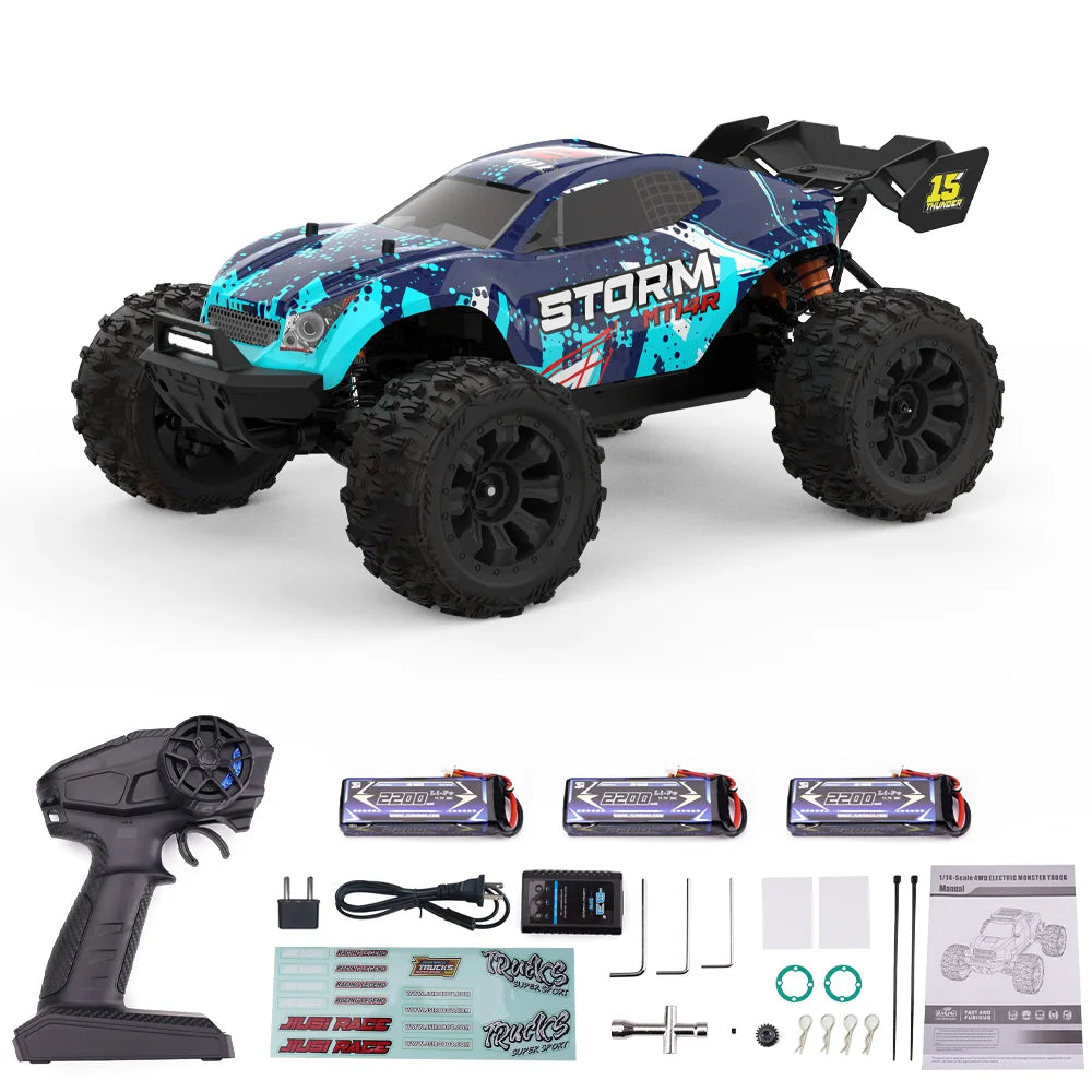 JIUSI MT14R 1/14 RC Racing Car 3S 35C 2200mAh 80km/h Brushless Motor 2.4G Remote Control 4WD   Off-road RC Trucks Toys