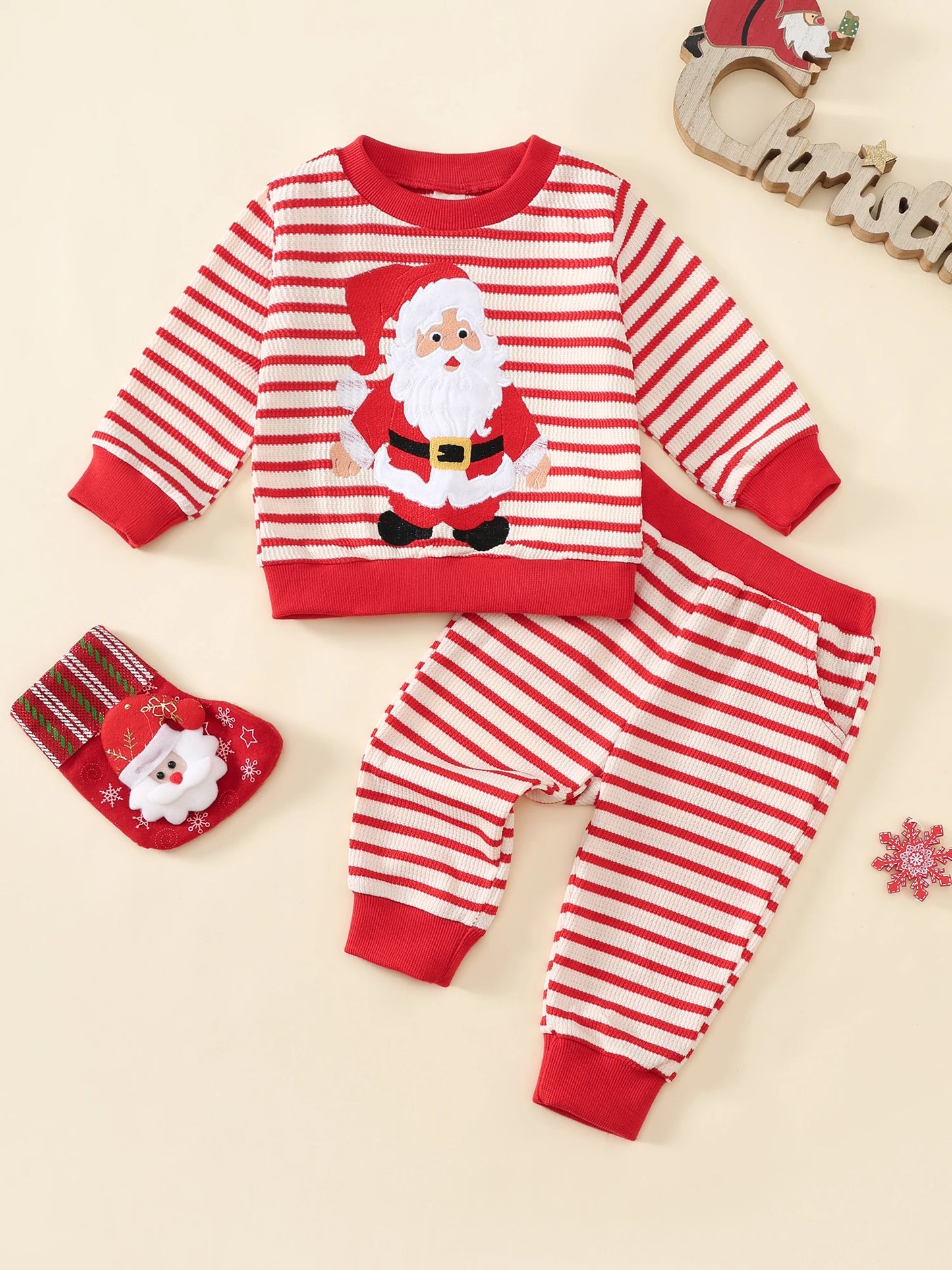Adorable Infant Reindeer Print Sweater with Matching Leggings 2 Piece Winter Holiday Ensemble for Baby Boy or Girl