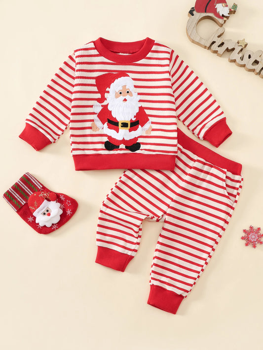 Adorable Infant Reindeer Print Sweater with Matching Leggings 2 Piece Winter Holiday Ensemble for Baby Boy or Girl