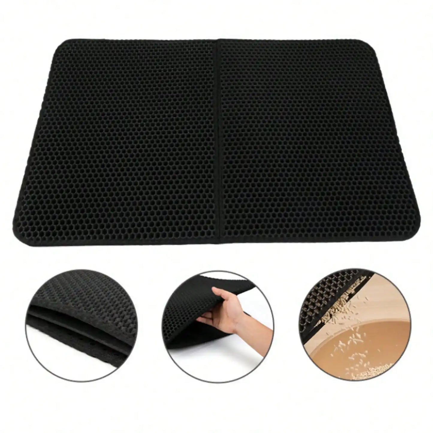 Cat Litter Mat Black Litter Trapping Mat, Non Slip Waterproof Urine Proof Cat Litter Box Mat, Indoor Box Supplies And Essentials