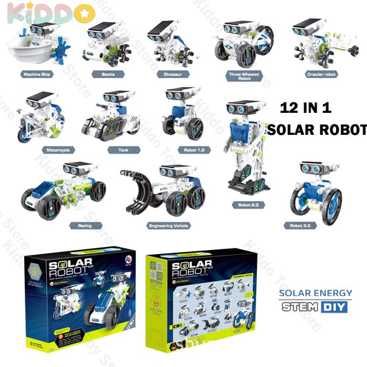 12 IN 1 STEM Solar Robot Kit Science Experiment Toy Boy Girl DIY Building Kids Building Electric Solar Robots Toys Birthday Gift
