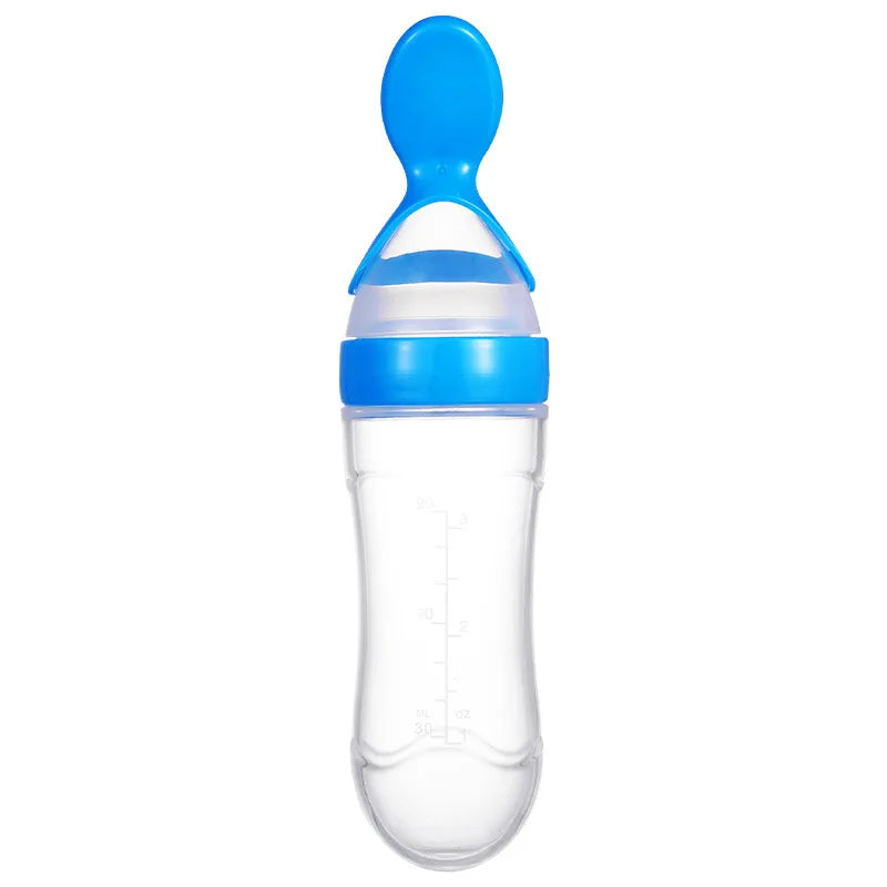 Baby Feeding Bottle With Spoon 90ml Silicone Newborn Infant Squeeze Spoon Toddler Food Supplement food Cereal Bottle Milk Feeder
