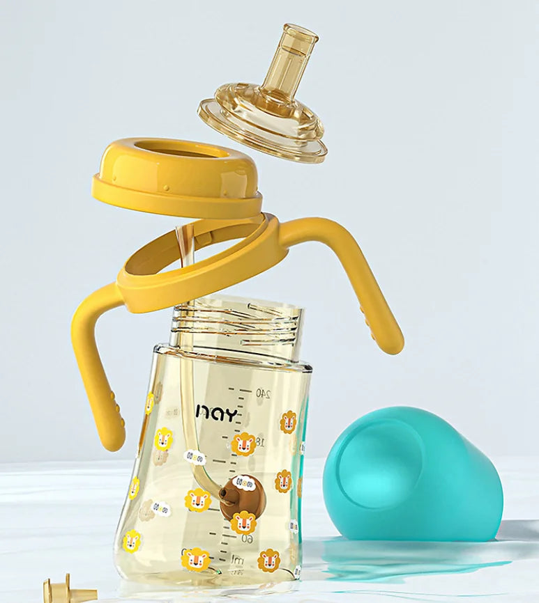 PPSU baby bottle, baby straw, detached milk bottle, anti drop and anti bloating suction nozzle, straw ball, water cup