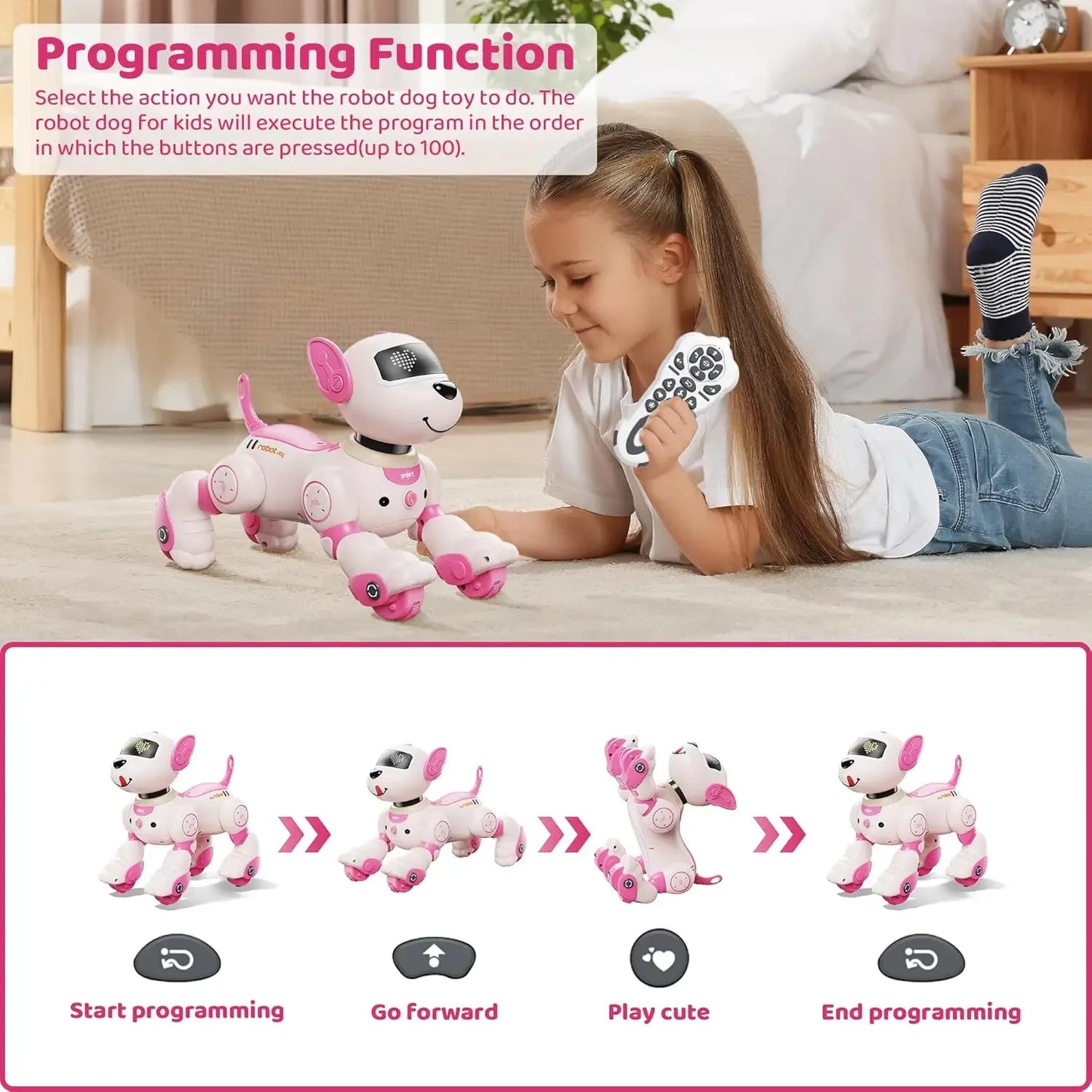 Rc Puppy Intelligent Robot Dog Toy Stunt Remote Control Diy Programming Voice Interactive Children's Electronic Pet Dog Gifts