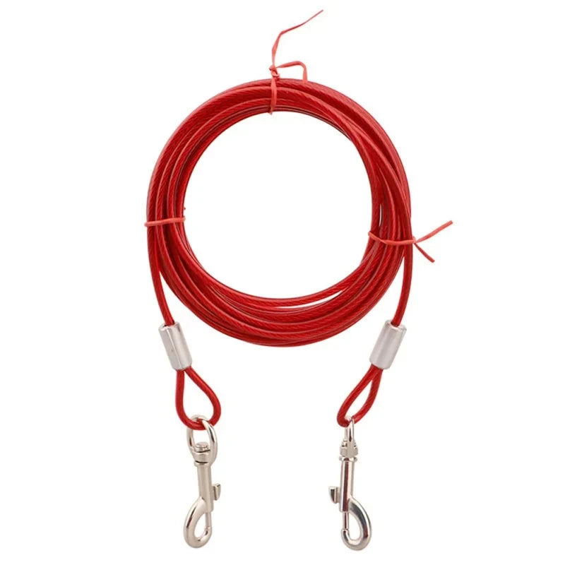 High Quality 5mm*3m Lengthen Steel Wire Dogs Rope Chain Durable Double-end Dogs Leash Cable Dual Heads Metal Hooks Pet Supplies