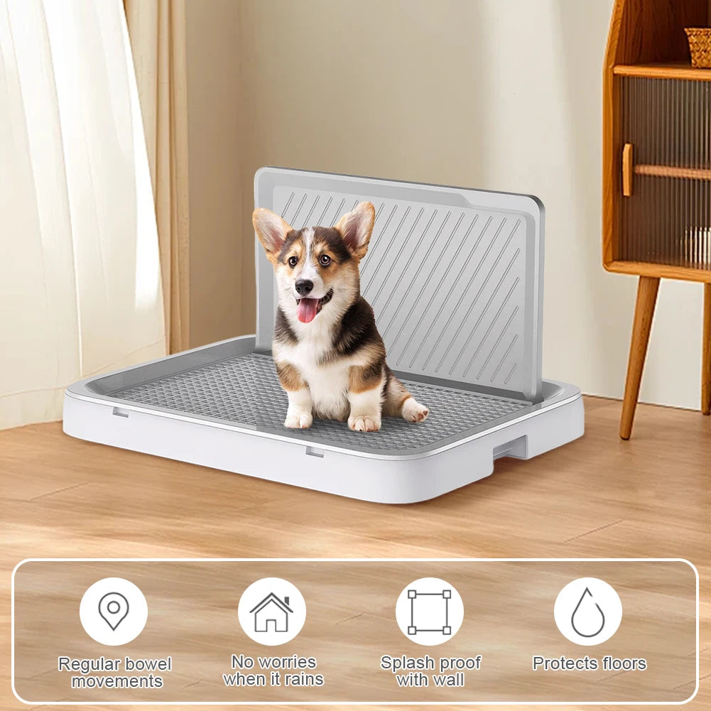 Dog Potty Tray with Pee Wall Portable Dog Potty Anti-Splash Training Pee Pad Holder Dog Potty Trainer for Small and Medium Dogs