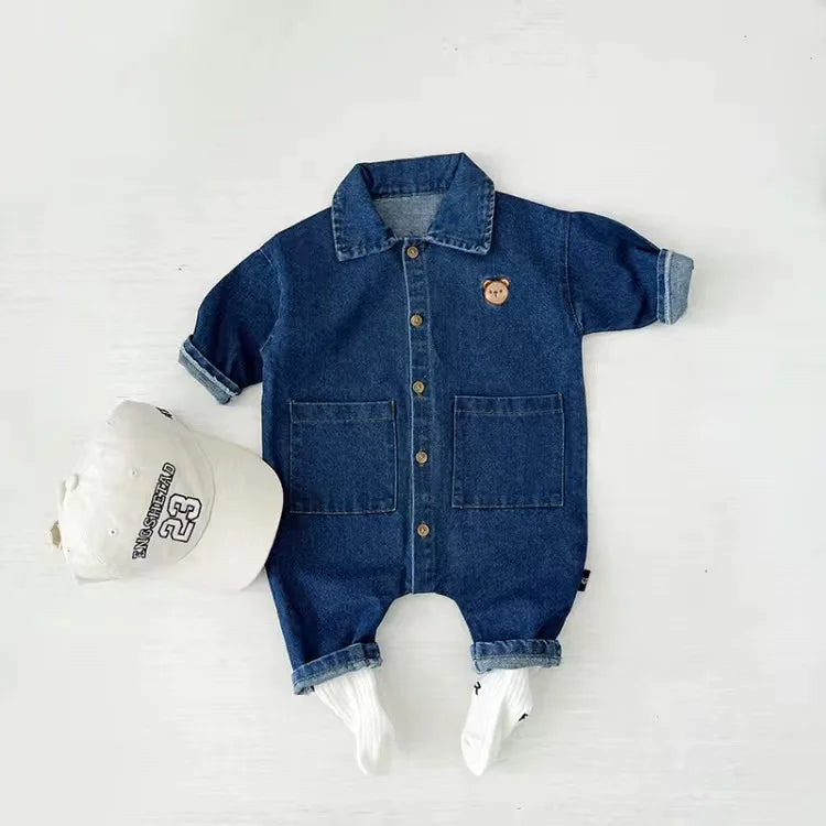 Baby clothes newborn jumpsuit denim romper spring and autumn boy girl romper baby fart romper romper cartoon giraffe romper