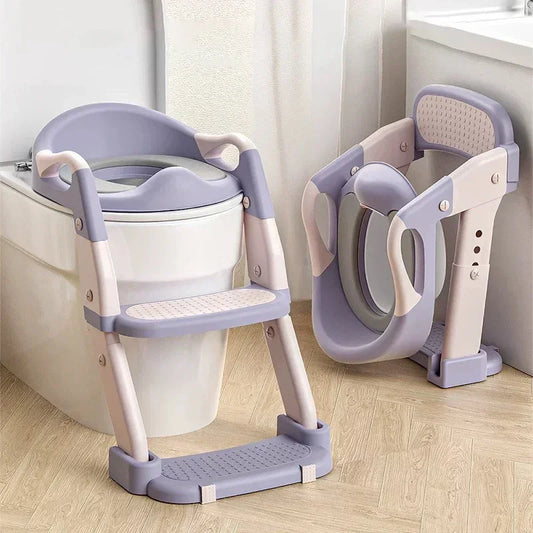Child Toilet Seats Stairway Foldable Kids Potty Training Seat Step Stool Baby Potty Baby Pot Toilet Bathroom with Nonslip Pad