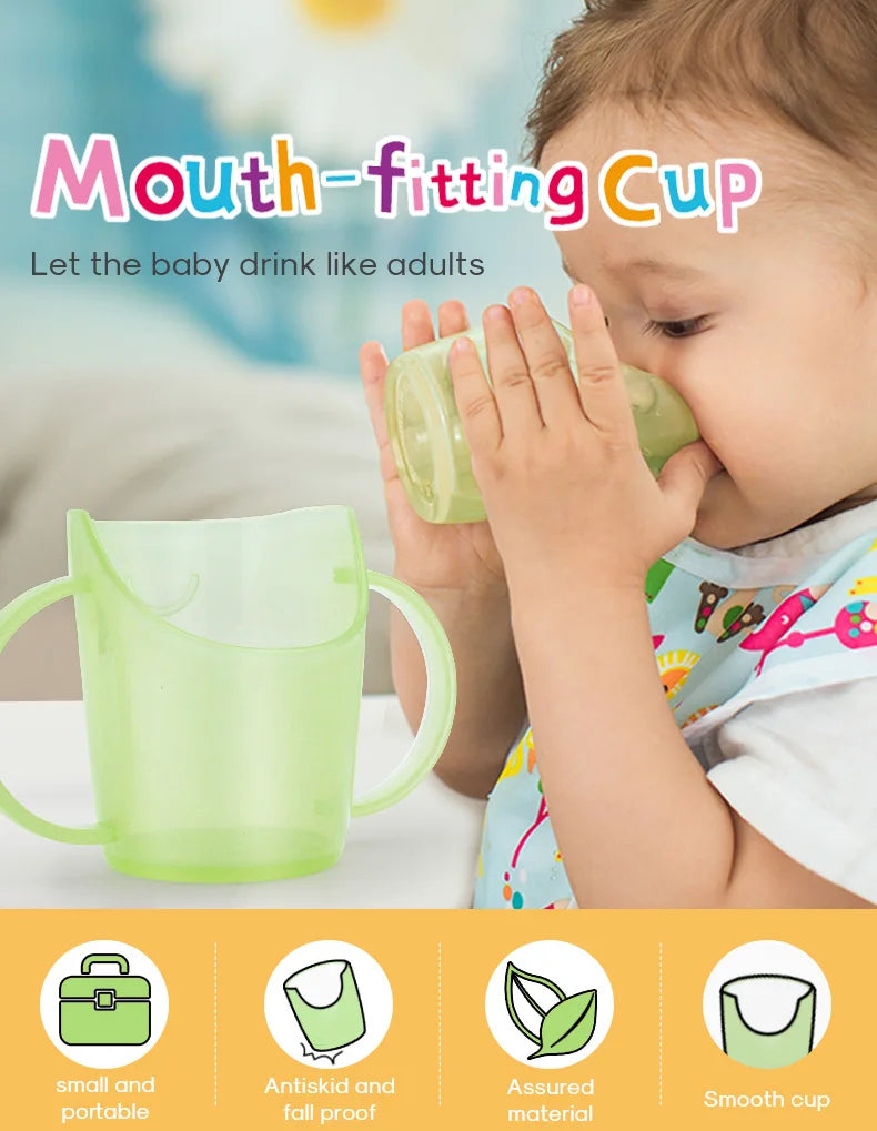 Baby learns to drink water cup, baby drinks water and milk, anti choking and nose protection, slanted mouth cup