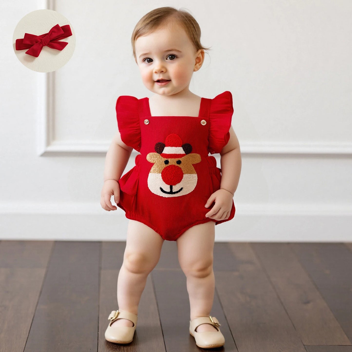 Toddler Christmas Dress Long Sleeve Santa Claus Print Tutu Skirt with Headband for Holiday Party and Photoshoot