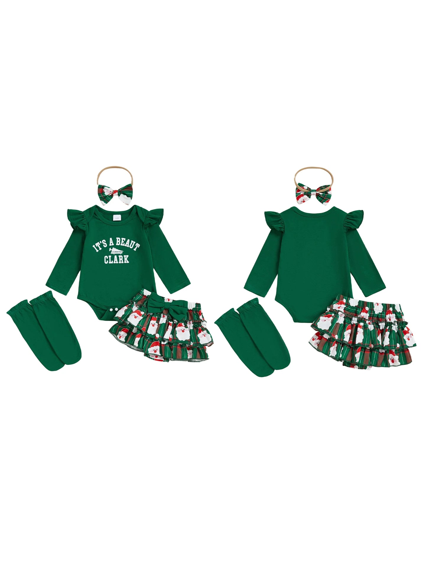 Toddler Boy Christmas Outfit Letter Print Long Sleeve Romper Santa Pants Bow Tie Hat Socks Set for Holiday Party