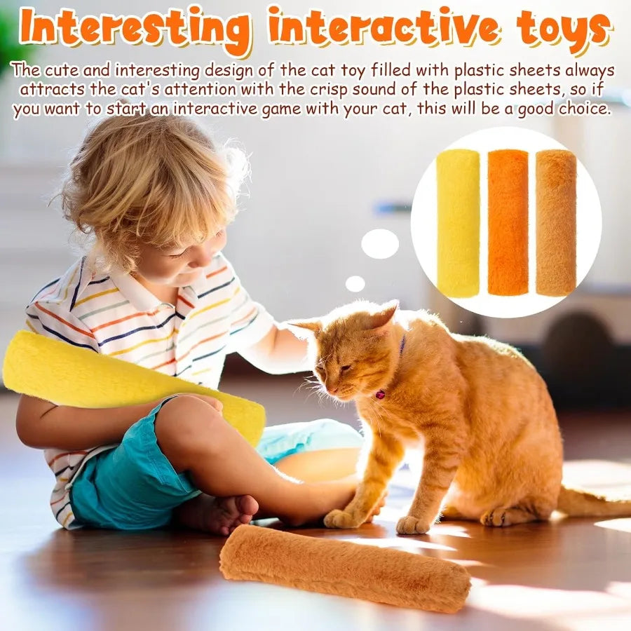 6 Pcs 10.6 Inch Fall Cat Toys Thanksgiving Cat Catnip Toys Interactive Kitten Kicker Toy Orange Yellow Gold Soft Plush Kitten P