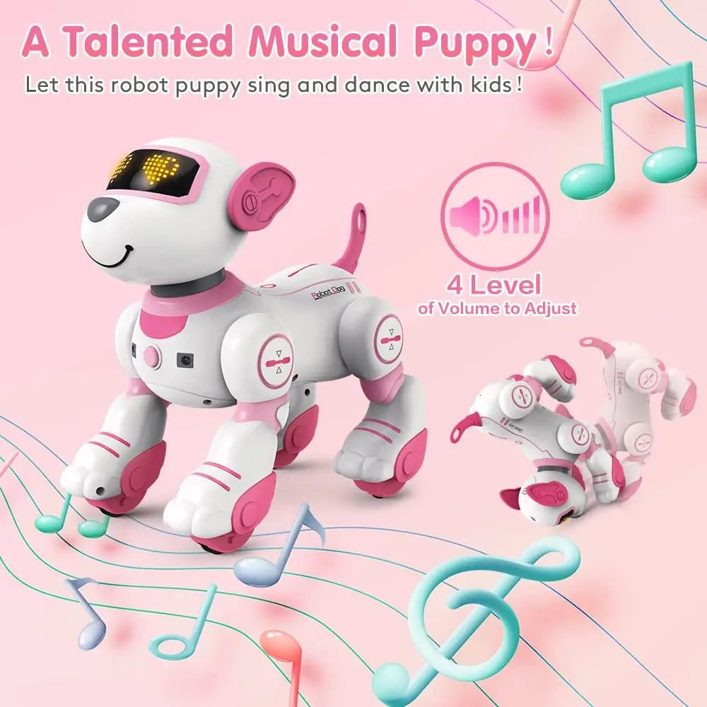 Vatos RC Robot Electronic Dog Stunt Dog Voice Command Programmable Touch-sense Music Song Robot Dog Toy Christmas Gifts for Kids