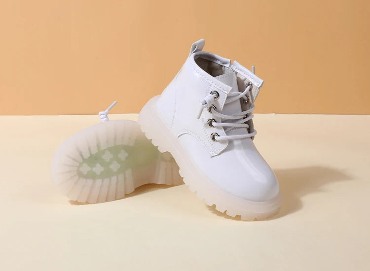 2024 New Spring Baby Boots For Girls Leather Waterproof Boys Rubber Ankle Boots Non-slip Soft Sole Fashion Toddler Kids Shoes