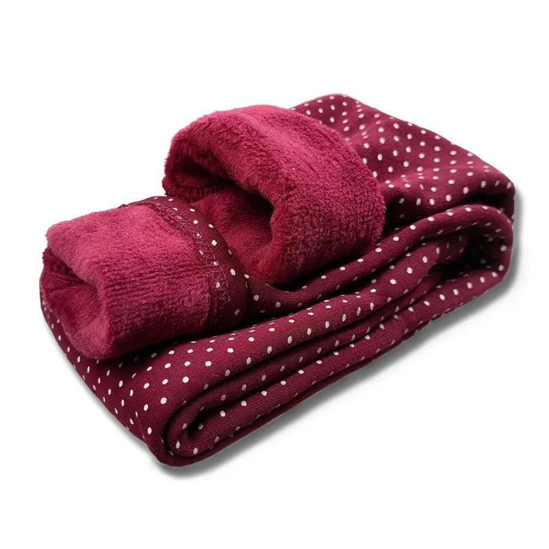 Sweet Leggings Girls Dot Velvet Pants Autumn Winter Kids Cotton Stretch Warm Trousers Baby Girls Elastic Waist Slim Pants