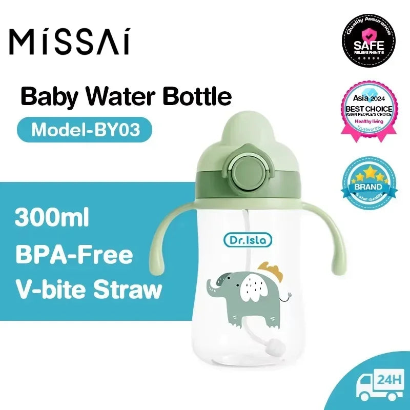 1/2/5pcs Healthy Portable Baby Bottle Silicone High-Temperature Resistant High-Capacity Baby Training Cup BPA Free 300ml
